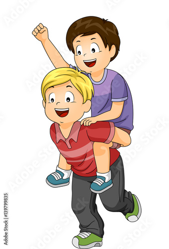 &quot;Kids Piggy Back Ride Boys&quot; Stock image and royalty-free vector files