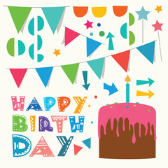 Happy birthday greeting design elements - 139800690