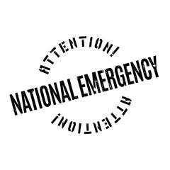 National Emergency rubber stamp. Grunge design with dust scratches. Effects can be easily removed for a clean, crisp look. Color is easily changed.