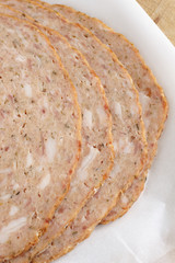 Haslet a pork and herb meatloaf originally from Lincolnshire England