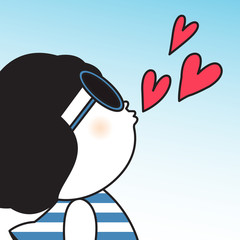 A Kiss Makes A Heart Young Again Concept Card Character illustration