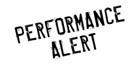 Performance Alert rubber stamp. Grunge design with dust scratches. Effects can be easily removed for a clean, crisp look. Color is easily changed.
