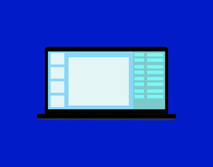 Laptop, computer isolated flat icon on blue background