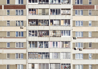Fototapeta na wymiar High-rise panel house front view