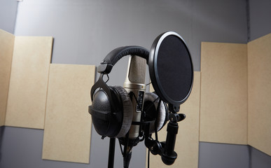 microphone in a recording studio