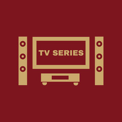 TV series icon. TV and Home theater, cinema symbol. Flat design. Stock - Vector illustration