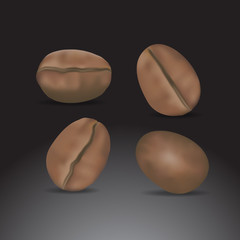 Coffee bean isolated on black background.