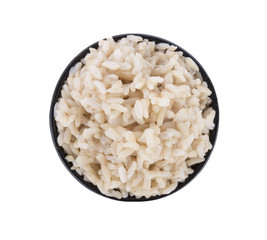 Brown rice on white isolated