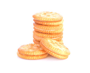 A stack of delicious wheat round biscuits with cream