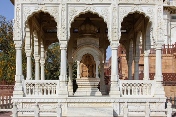 Obraz premium Detail view of arcade of Jaswant Thada, Jodhpur, Rajasthan, India 
