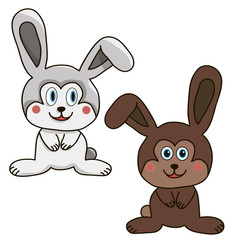 Hare isolated cartoon brown white