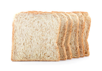 whole wheat bread on white background