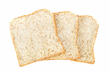whole wheat bread on white background