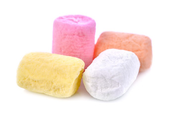 Marshmallows closeup on white background
