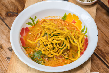 Noodle Khao soi , Thai food background