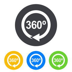 Icono plano 360 con flecha circular en circulo varios colores