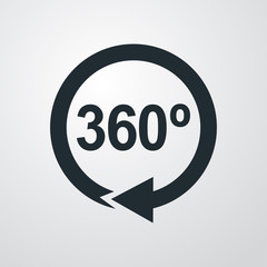 Icono plano 360 con flecha circular en fondo degradado