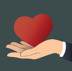 hand holding the heart vector 