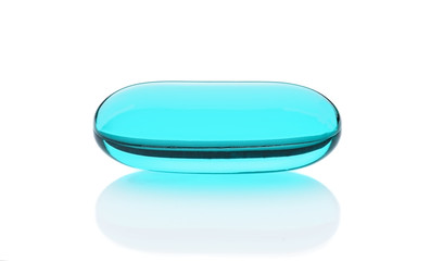 Blue pill, capsule isolated on white background