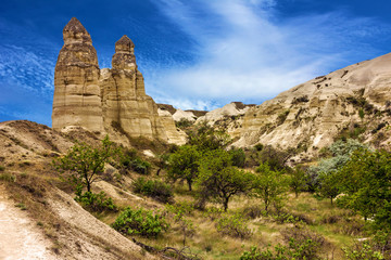 Fototapeta na wymiar Rock landscape. Cappadocia, Turkey. Goreme national park.