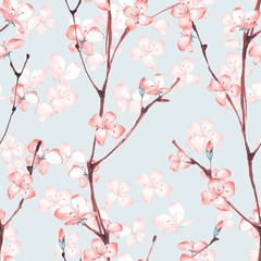 Blossom. Watercolor seamless floral pattern. Hand drawn background 7