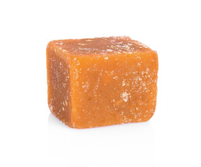 The palm sugar or Jaggery on white background