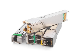 Optical gigabit sfp module for network switch isolated on the white background