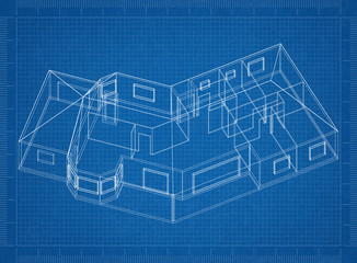 House Blueprint– 3D perspective