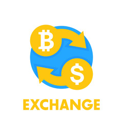 Bitcoin exchange icon over white