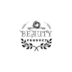 Badge for small businesses - Beauty Product Salon. Sticker, stamp, logo - for design, hands made. With the use of floral elements, calligraphy and lettering