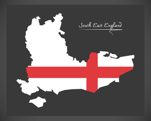 South East England map with flag of England illustration