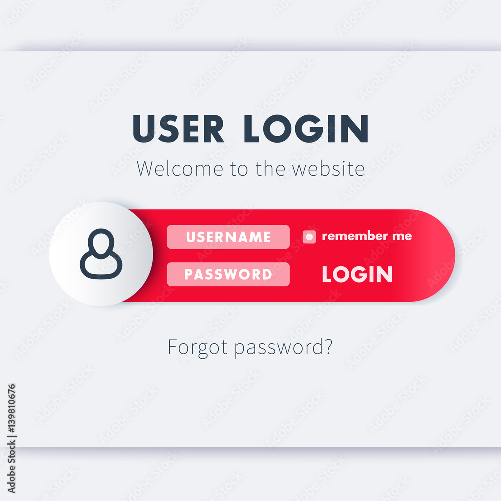 Poster user login window, web page vector template