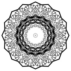 Black mandala design in white background