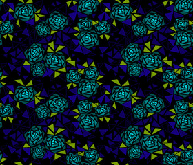 Seamless tile mosaic design pattern with roses background