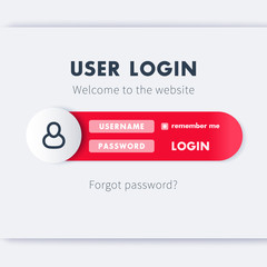 User Login window, web page vector template