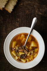 Soup with lentils, meat and vegetables (first course)