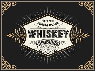 Whiskey label with vintage frame