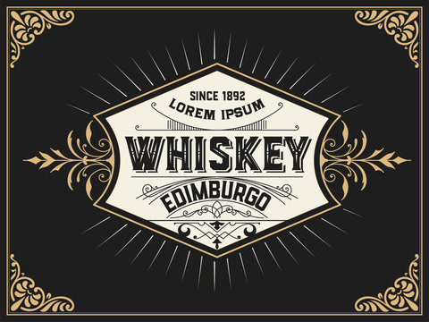 Whiskey label with vintage frame