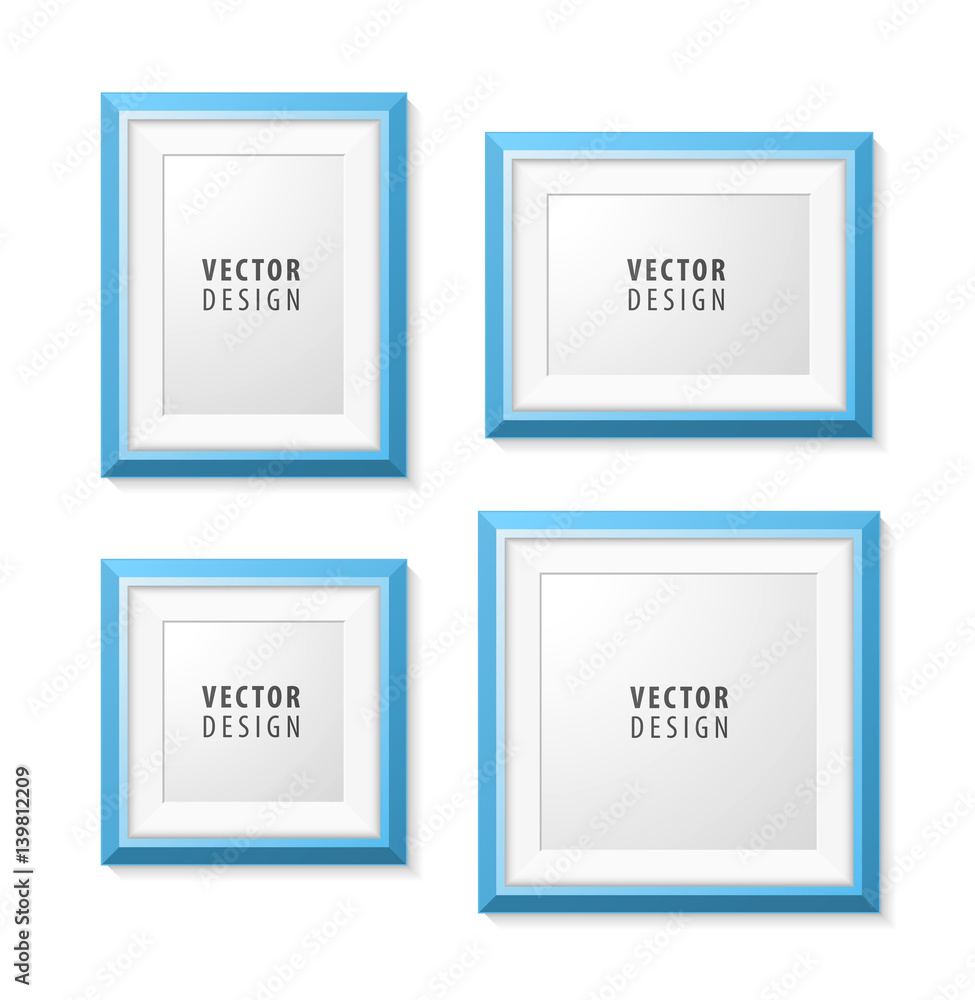 Aufkleber set of realistic minimal isolated blue frame on white background for presentations . vector elements