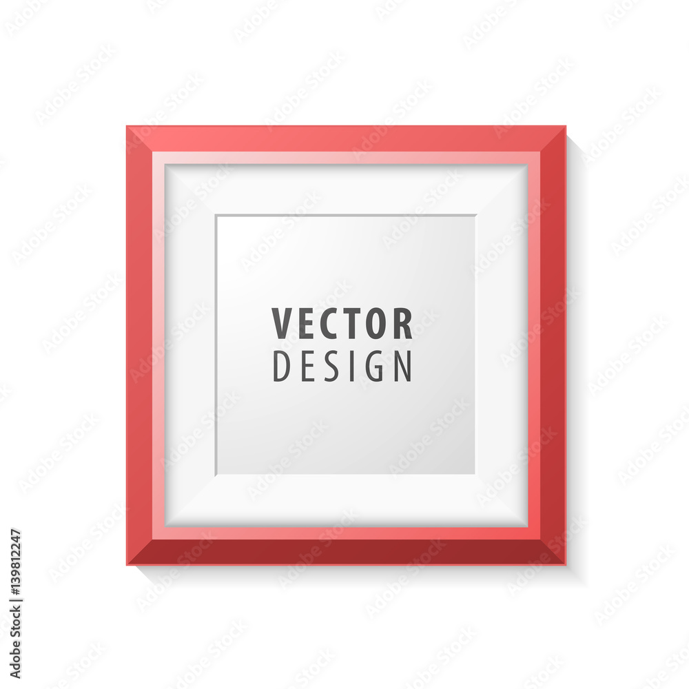 Poster realistic minimal isolated red frame on white background for presentations . vector elements