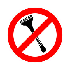 Stop razor. It is forbidden to shave. Razor ban road sign