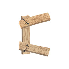 letter C wood board font. plank and nails alphabet. Lettering of boards. Country chipboard ABC