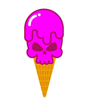 Skull ice cream. skeleton head sweetness. Dangerous sweet
