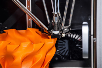 Working 3d printer close up of process