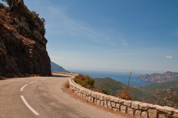Fototapeta na wymiar Scenic road on Corsica island, France