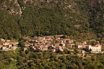 Fototapeta na wymiar Scenic mountain village on island of Corsica, France