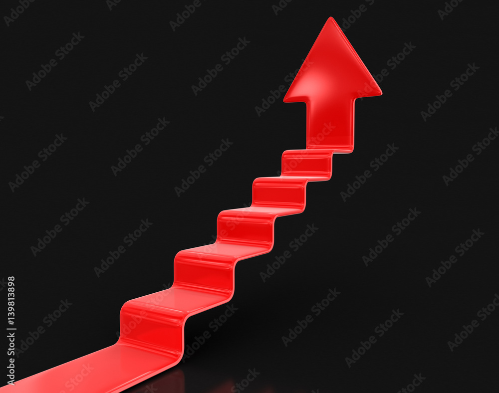 Poster staircase and arrow up. image with clipping path