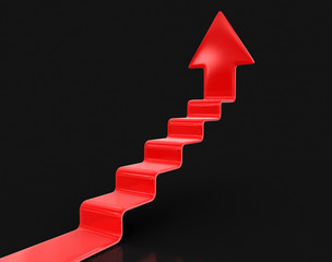Staircase and arrow up. Image with clipping path