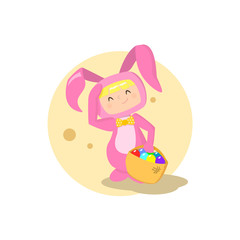 Vector girl wearing easter bunny costume