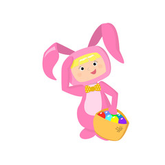 Vector girl wearing easter bunny costume